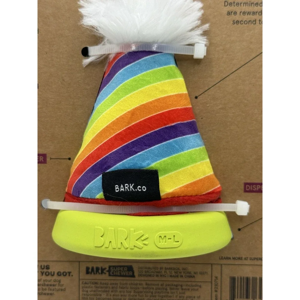 Bark Super Chewer Treat Yourself Dog Toy Rainbow Rip + Reveal Medium-Large